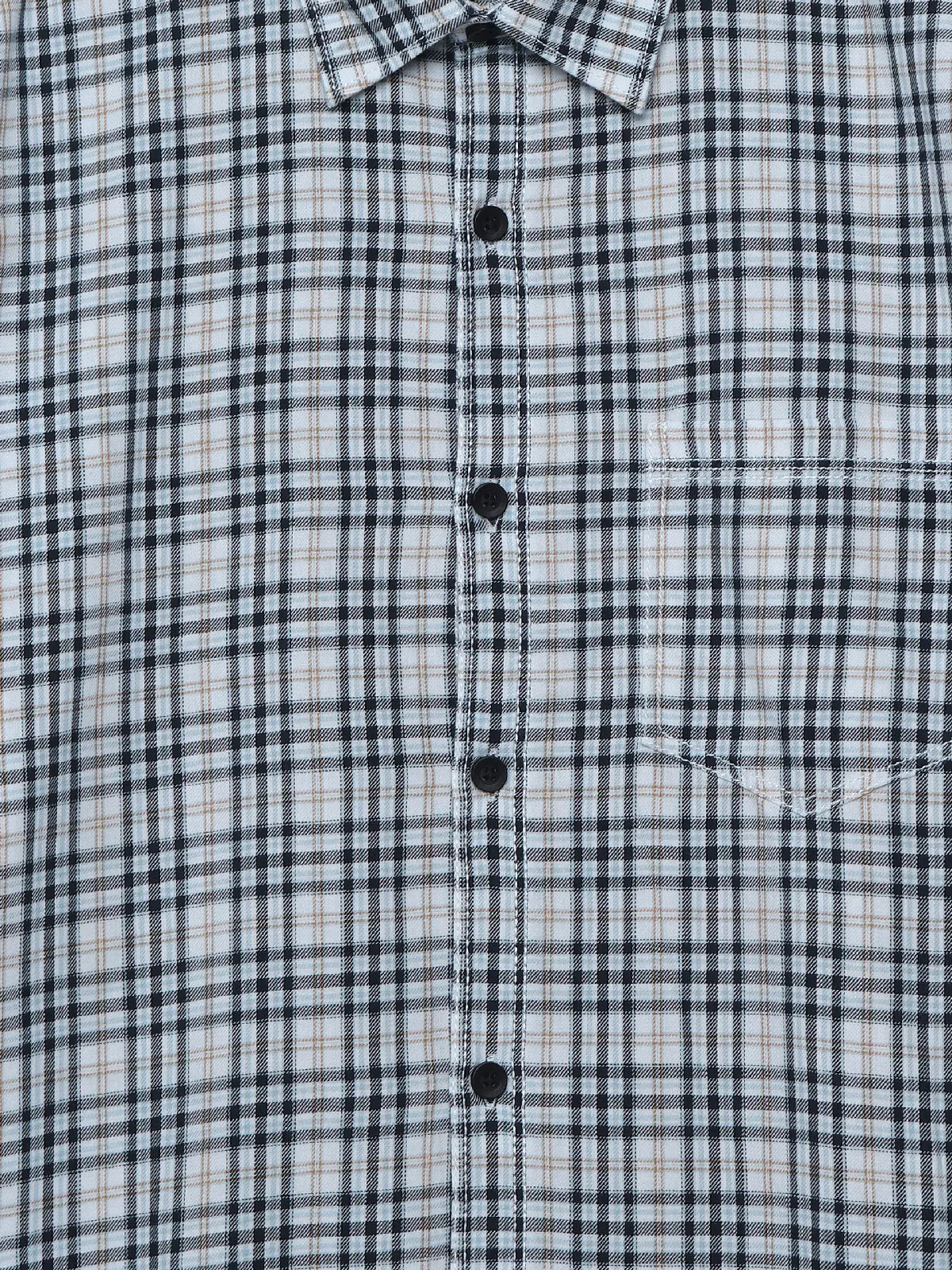 Spykar cotton white checks half sleeves shirt