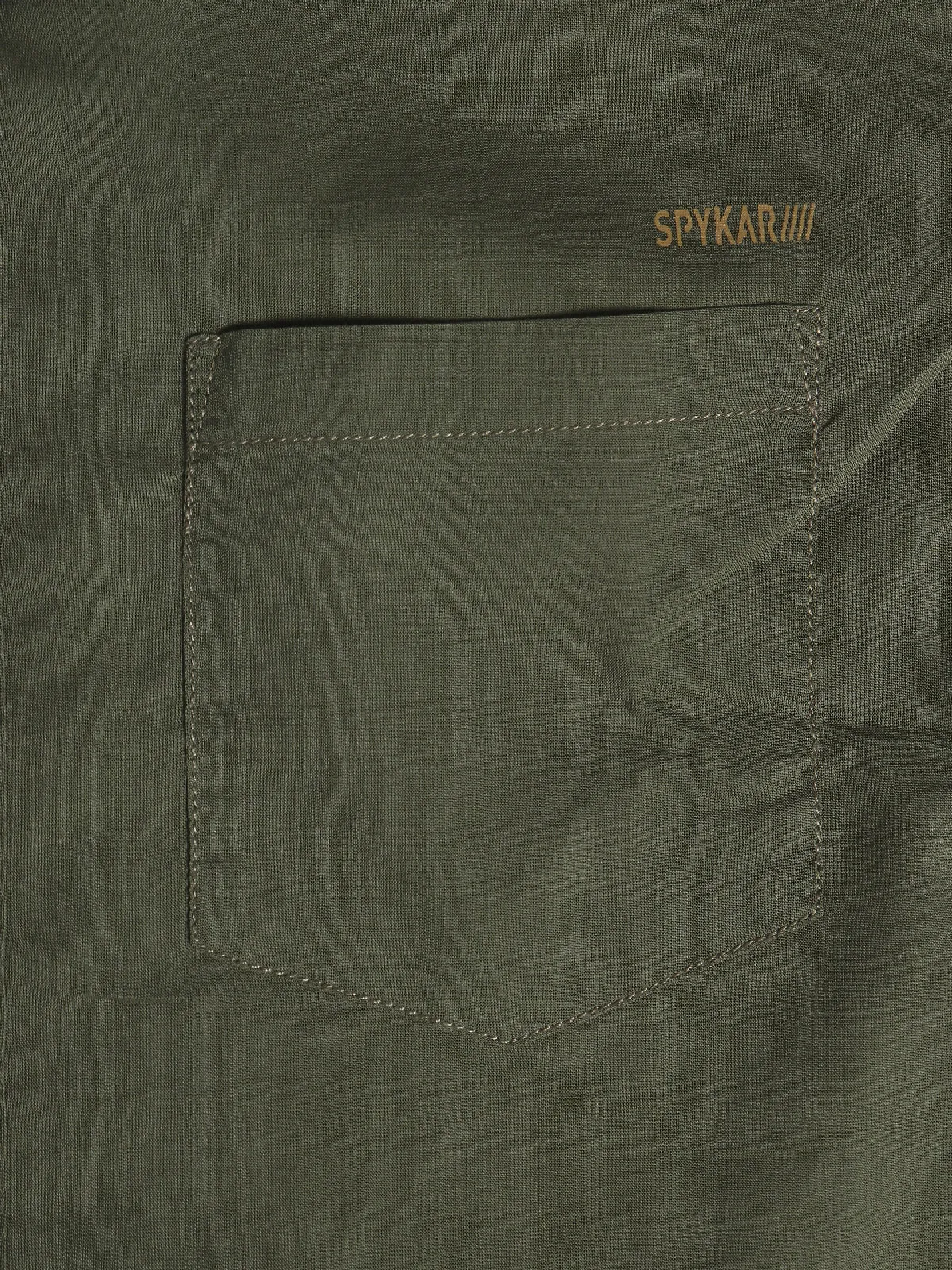 Spykar dark gree cotton plain shirt