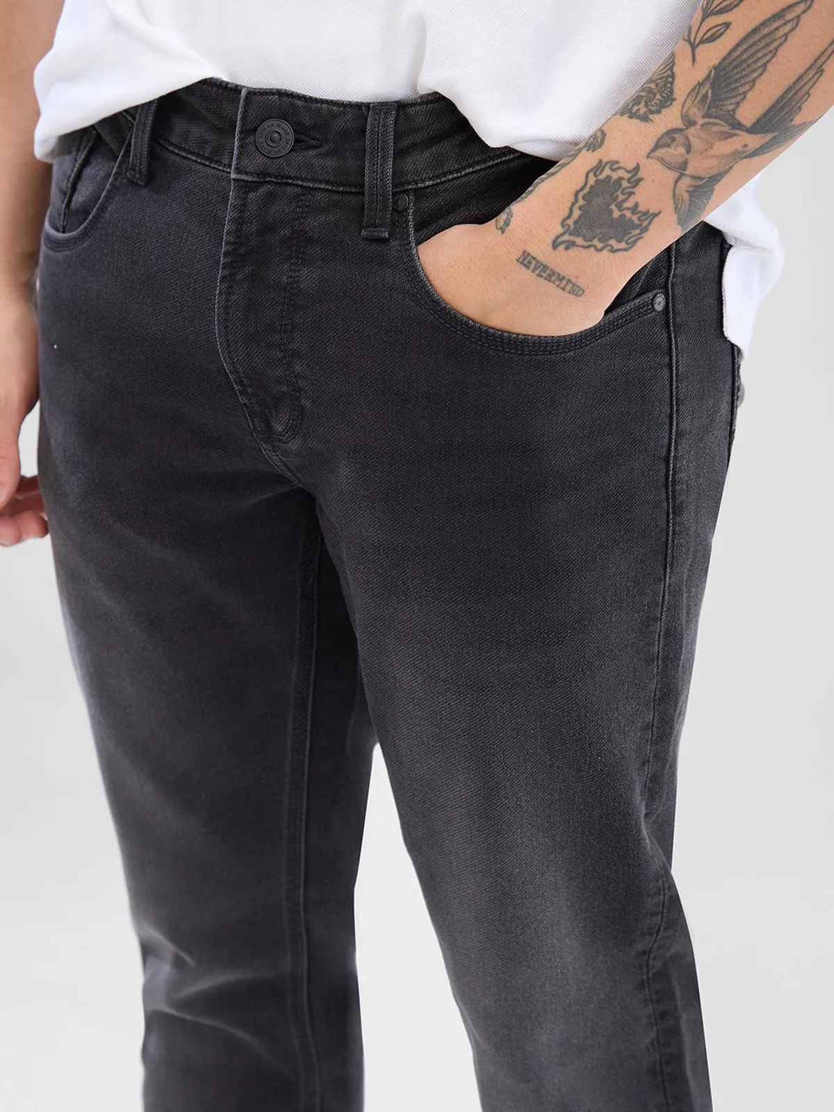 SPYKAR grey skinny fit washed denim jeans