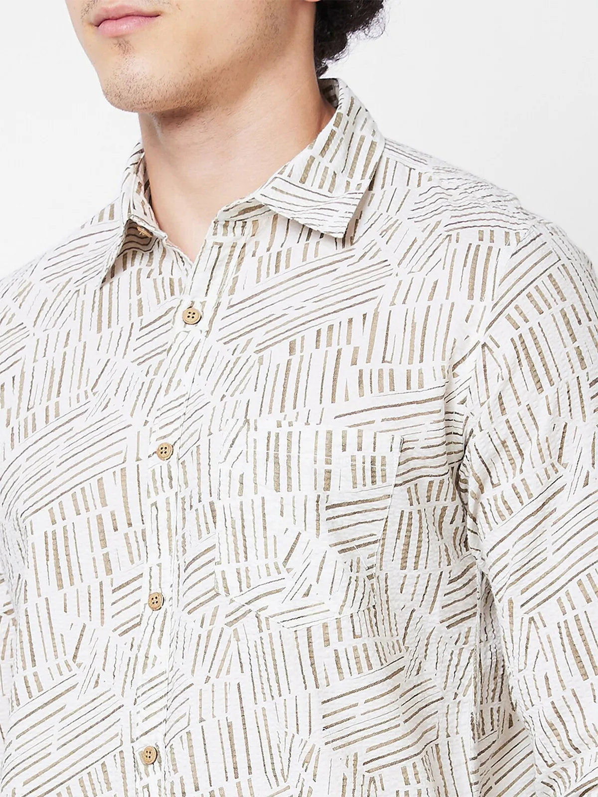 Spykar khaki printed shirt