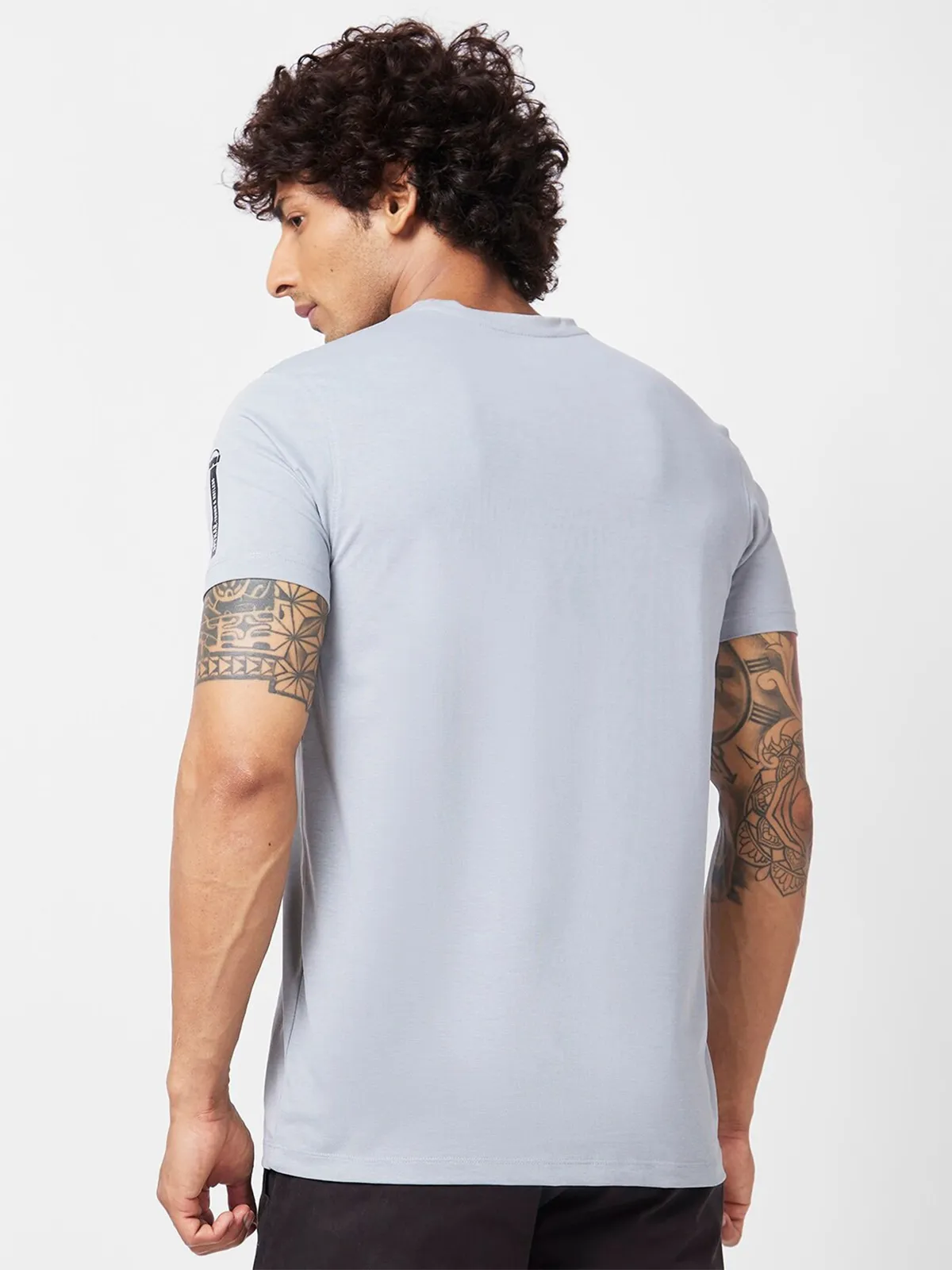 Spykar light grey printed t shirt