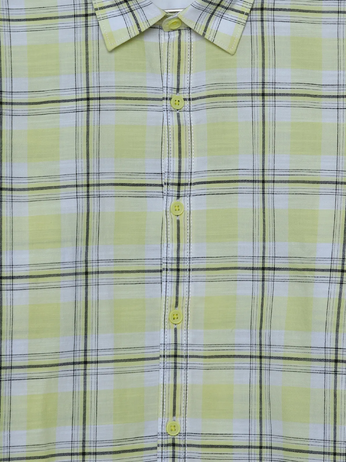 Spykar lime yellow cotton checks shirt