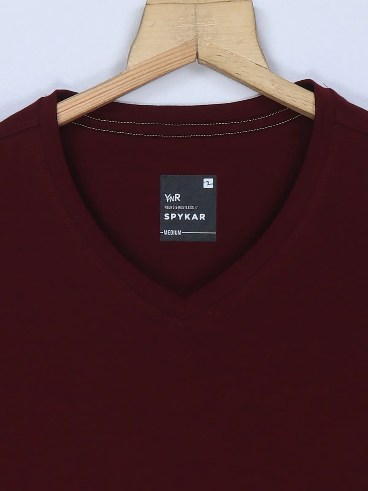 Spykar maroon plain t shirt