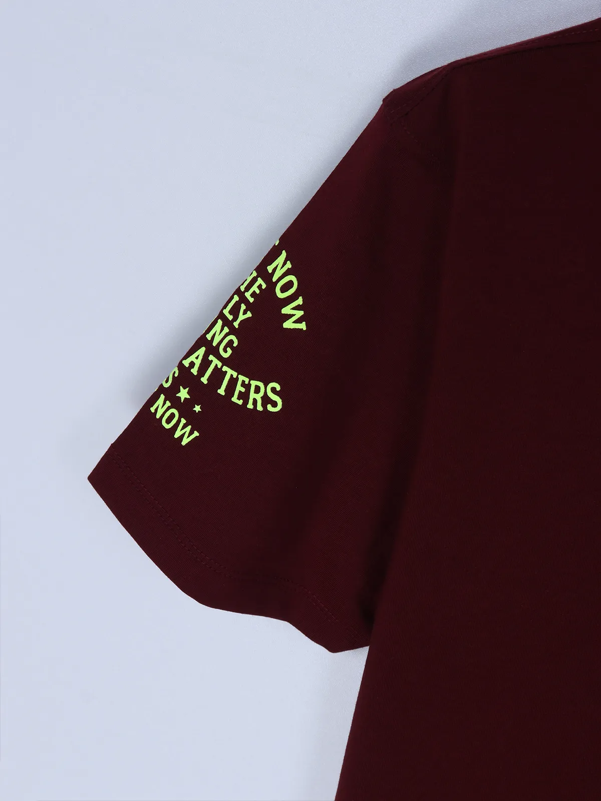 Spykar maroon plain t shirt