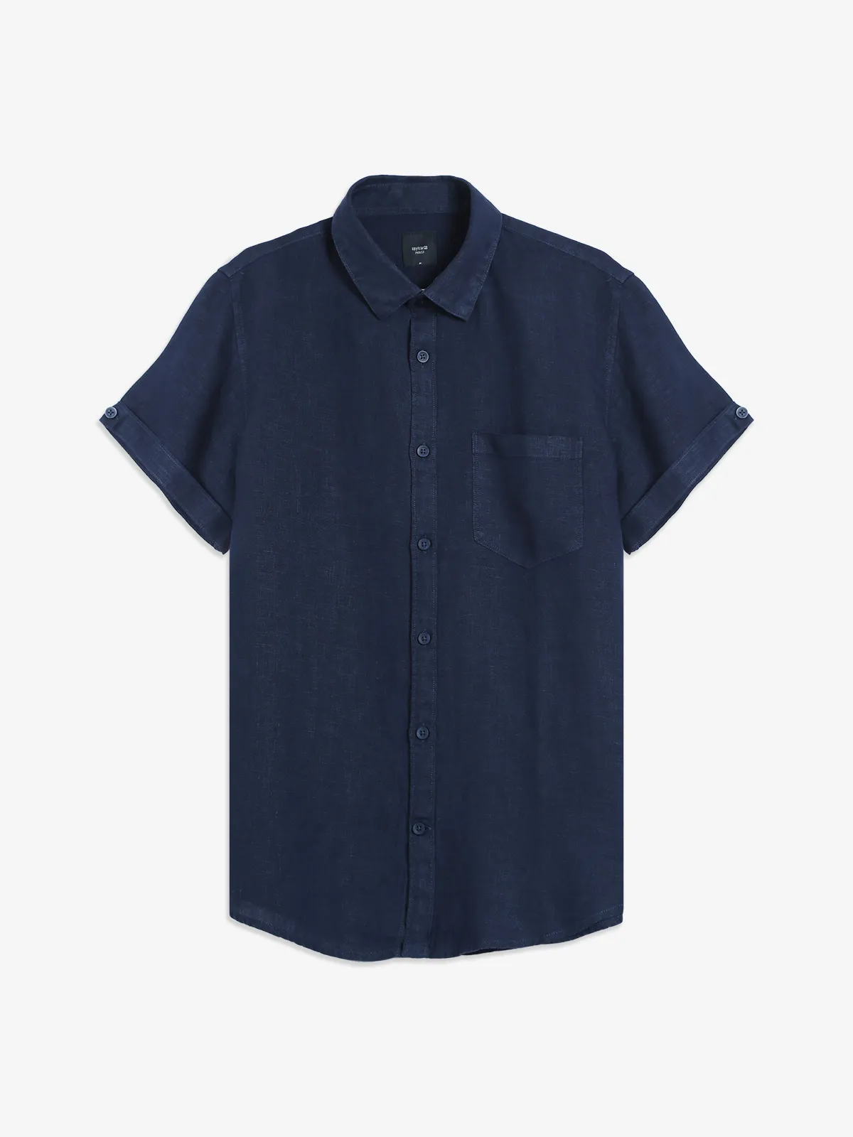 Spykar navy linen plain shirt
