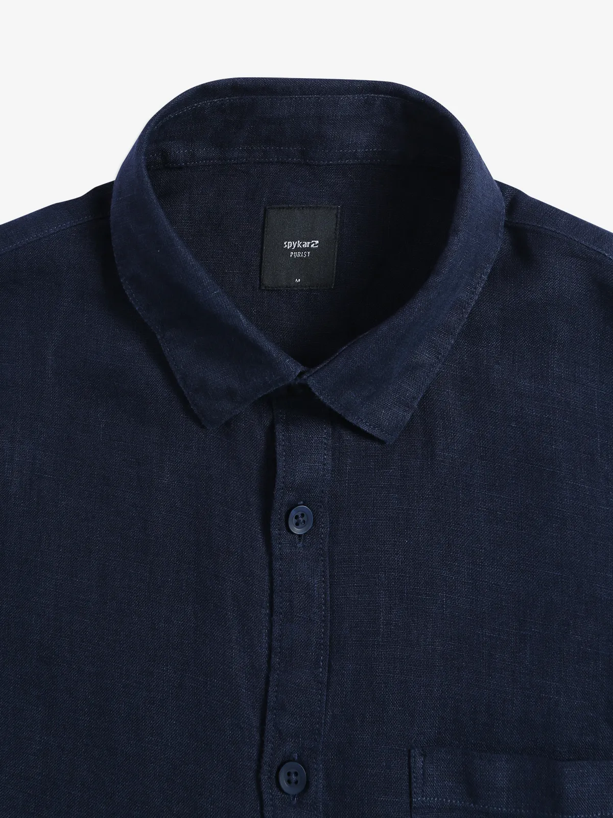 Spykar navy linen plain shirt