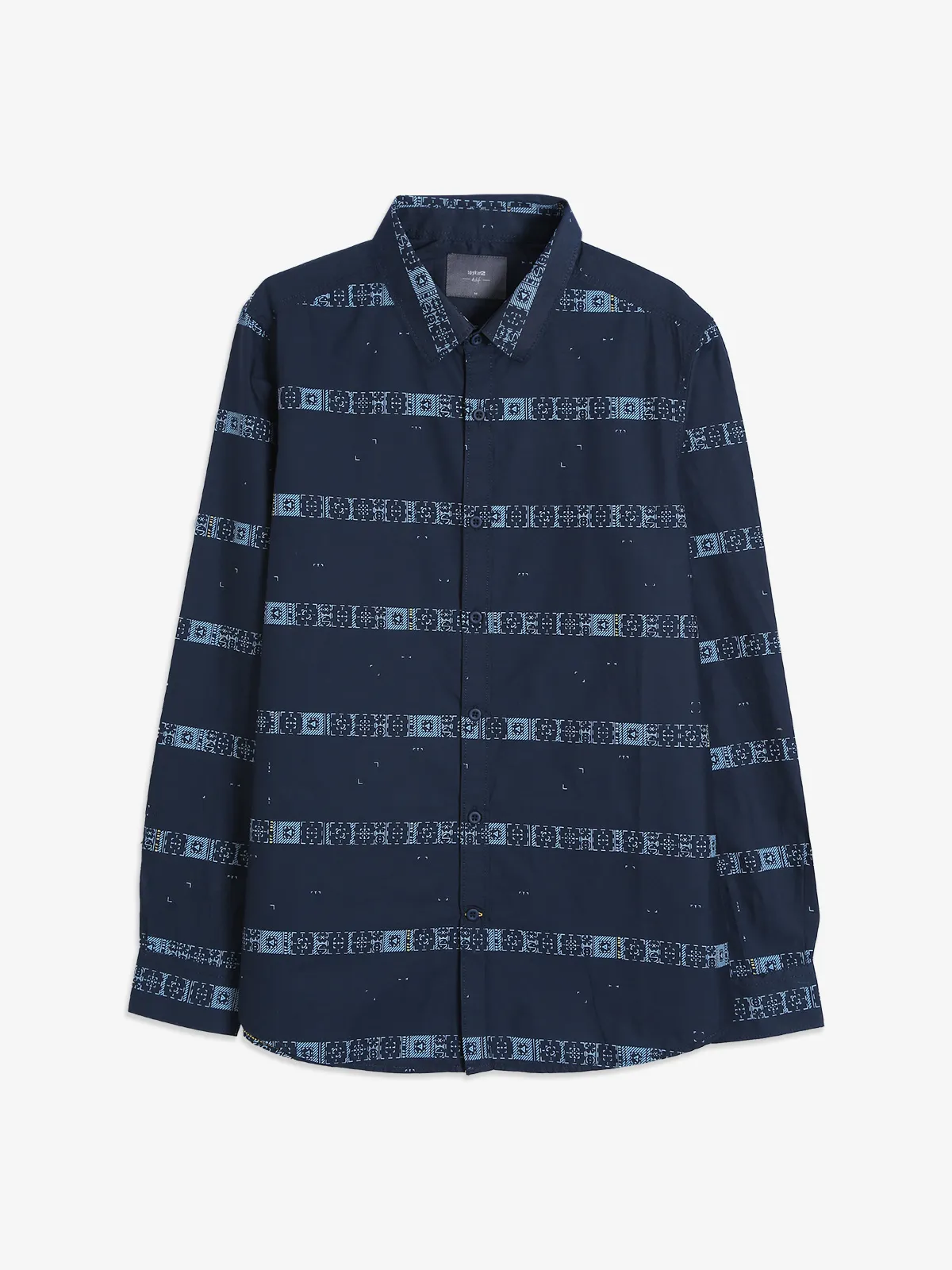 Spykar navy printed cotton shirt