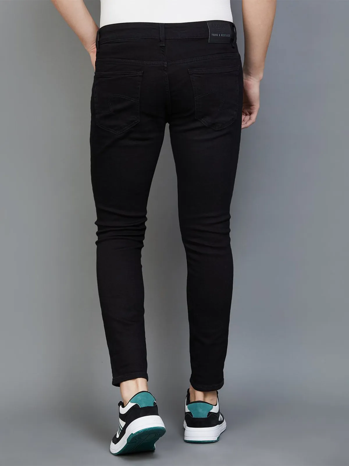 Spykar solid black slim taper fit jeans