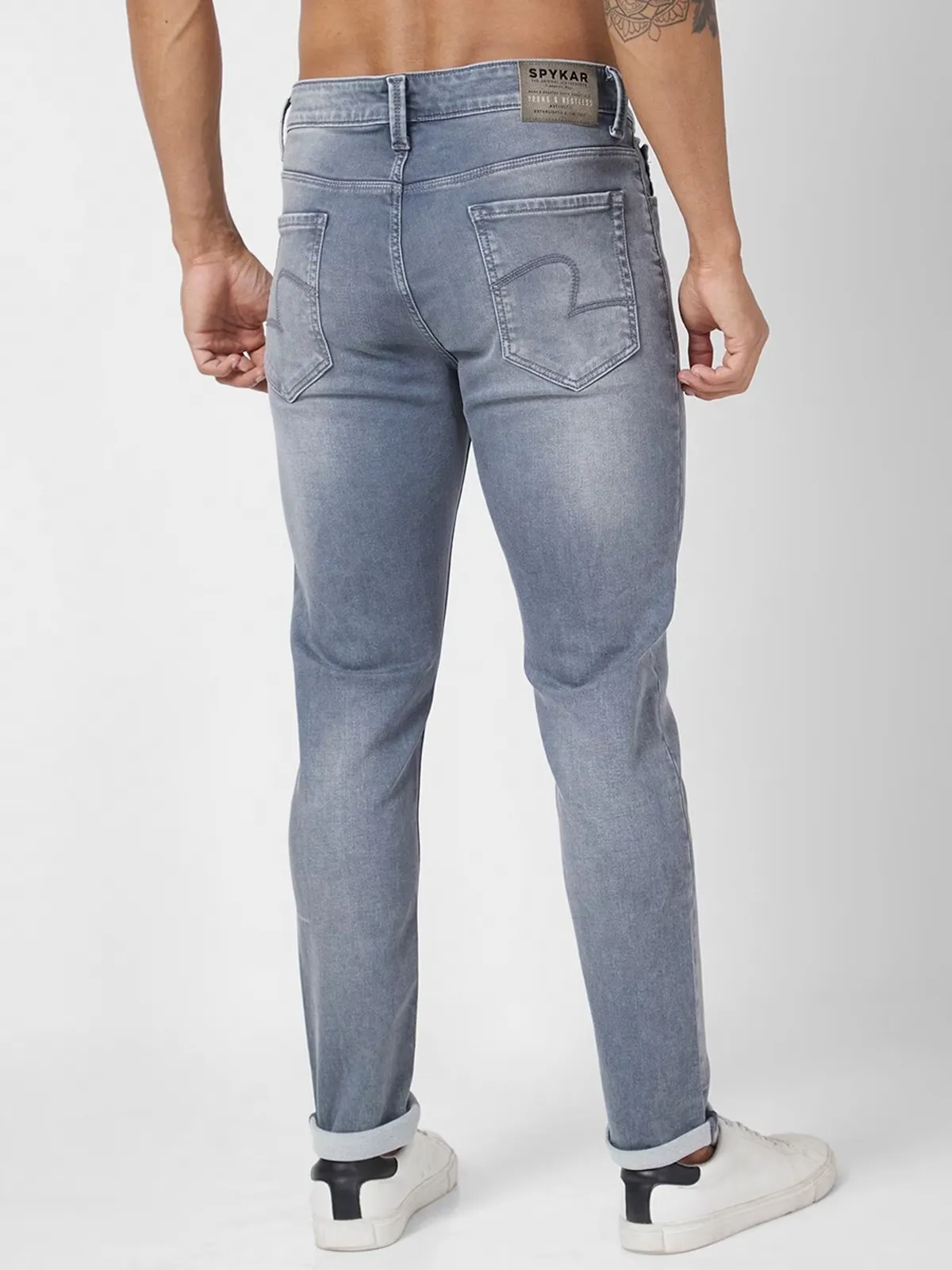 Spykar washed skinny fit grey jeans