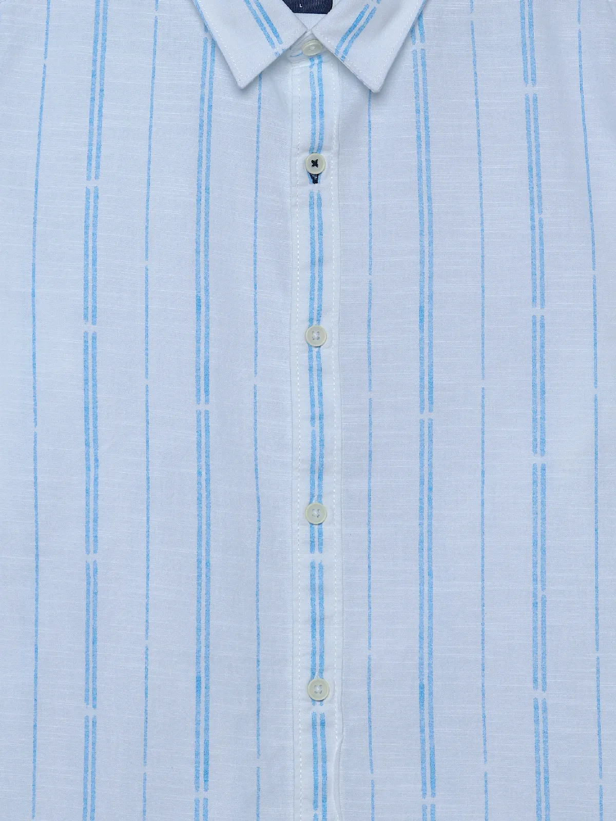 Spykar white and blue cotton stripe shirt