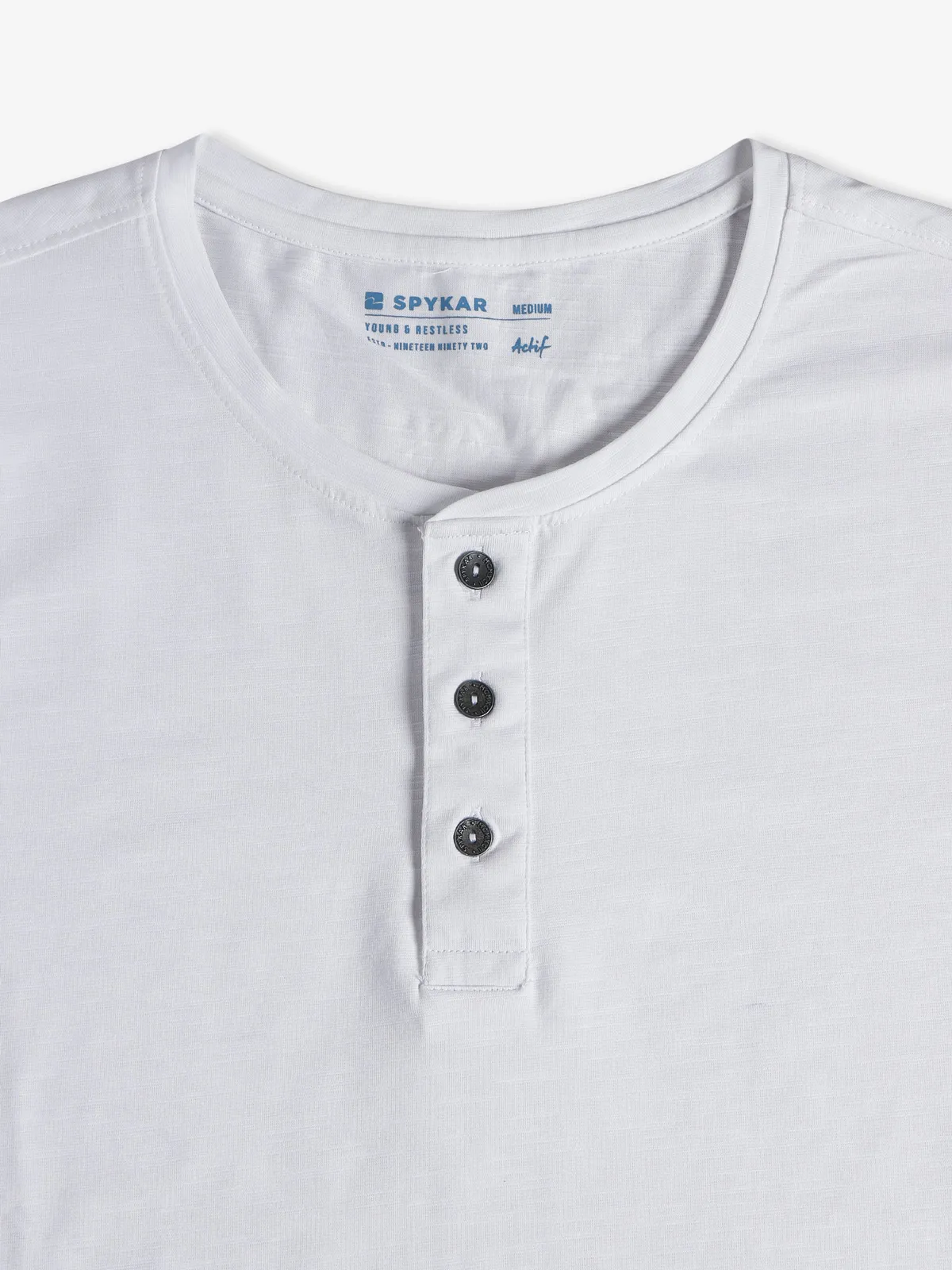Spykar white cotton t-shirt