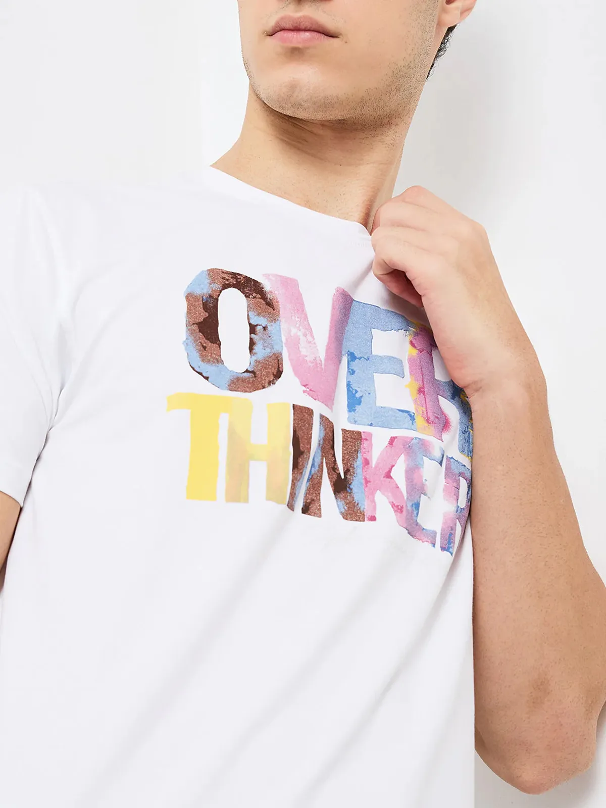 SPYKAR white cotton t-shirt for men