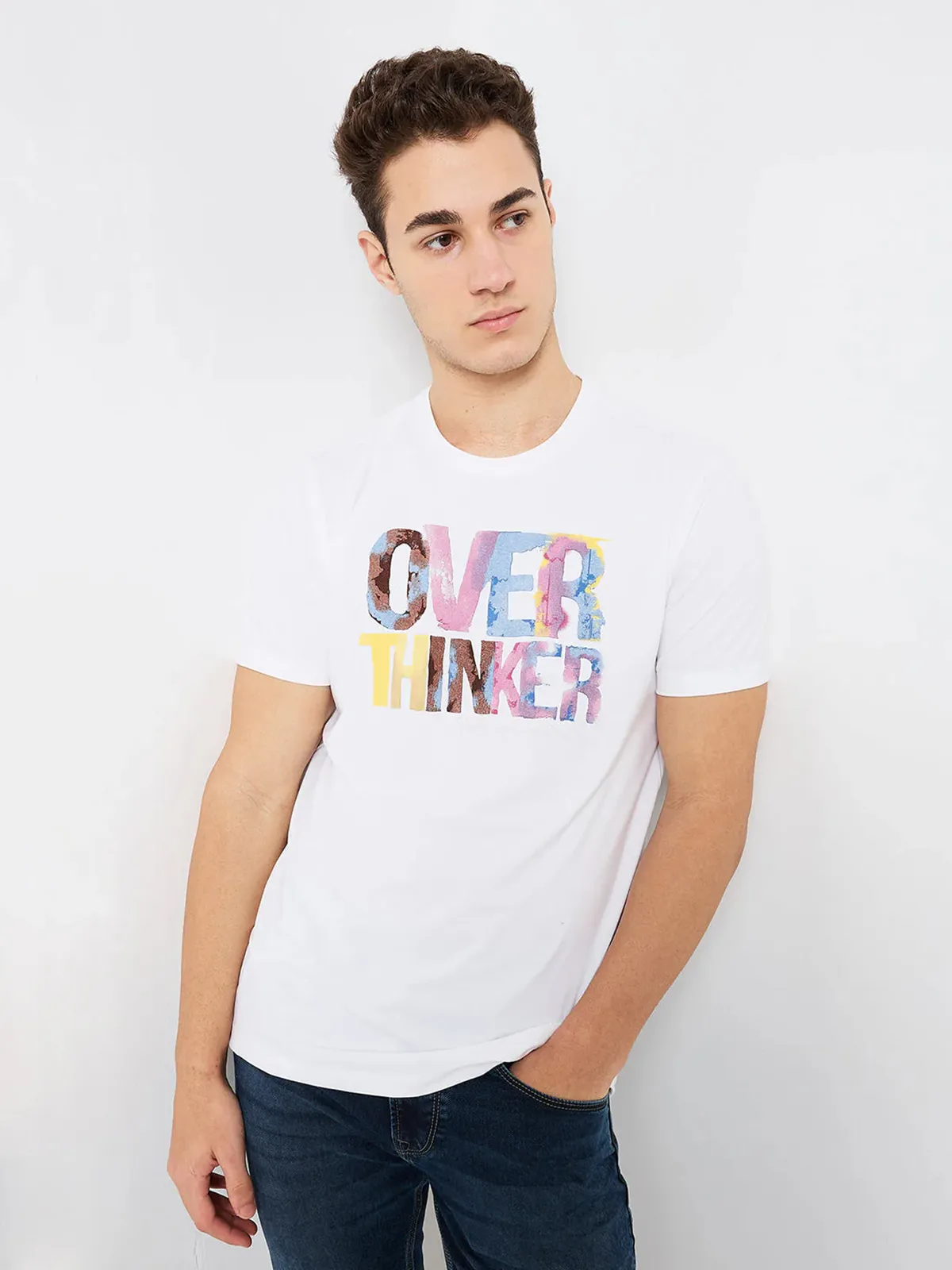 SPYKAR white cotton t-shirt for men