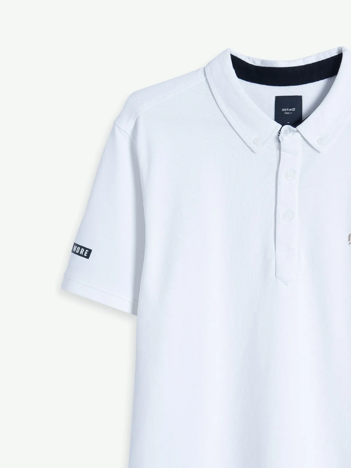 Spykar white plain polo t shirt