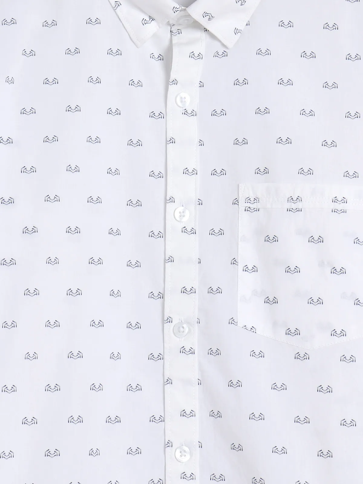 Spykar white printed casual shirt