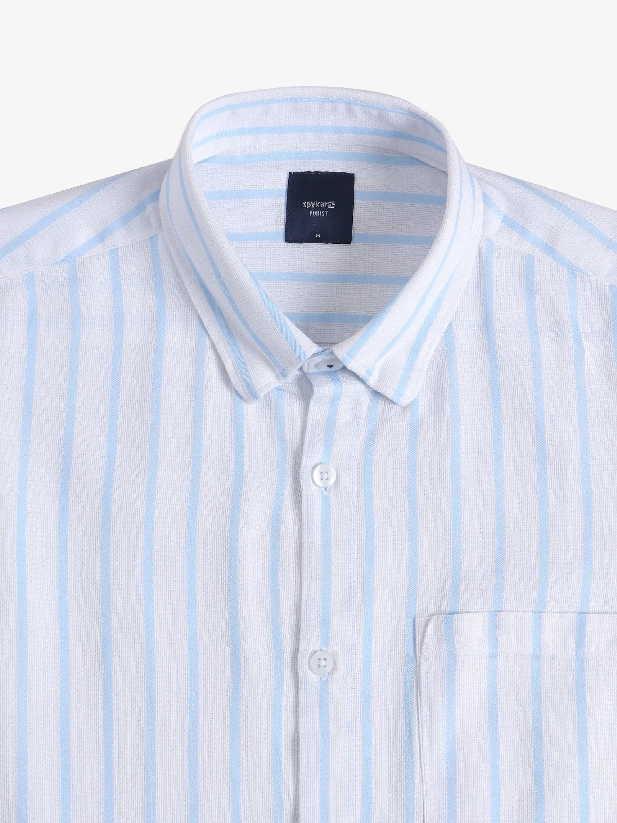 Spykar white stripe cotton shirt