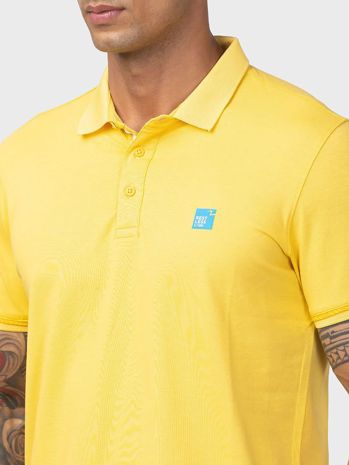 Spykar yellow plain cotton t shirt
