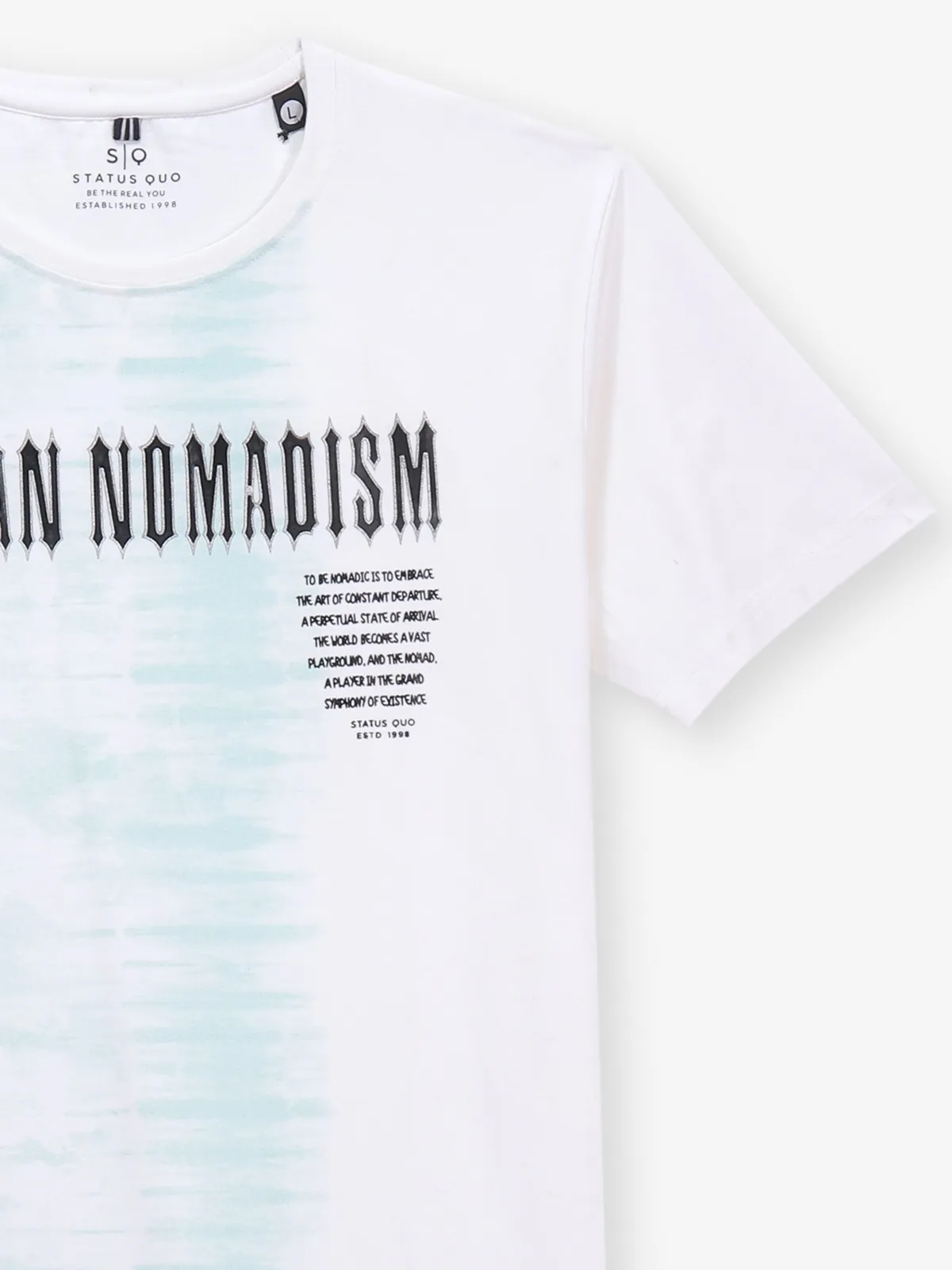 STATUS QUO off white cotton t-shirt with green shade