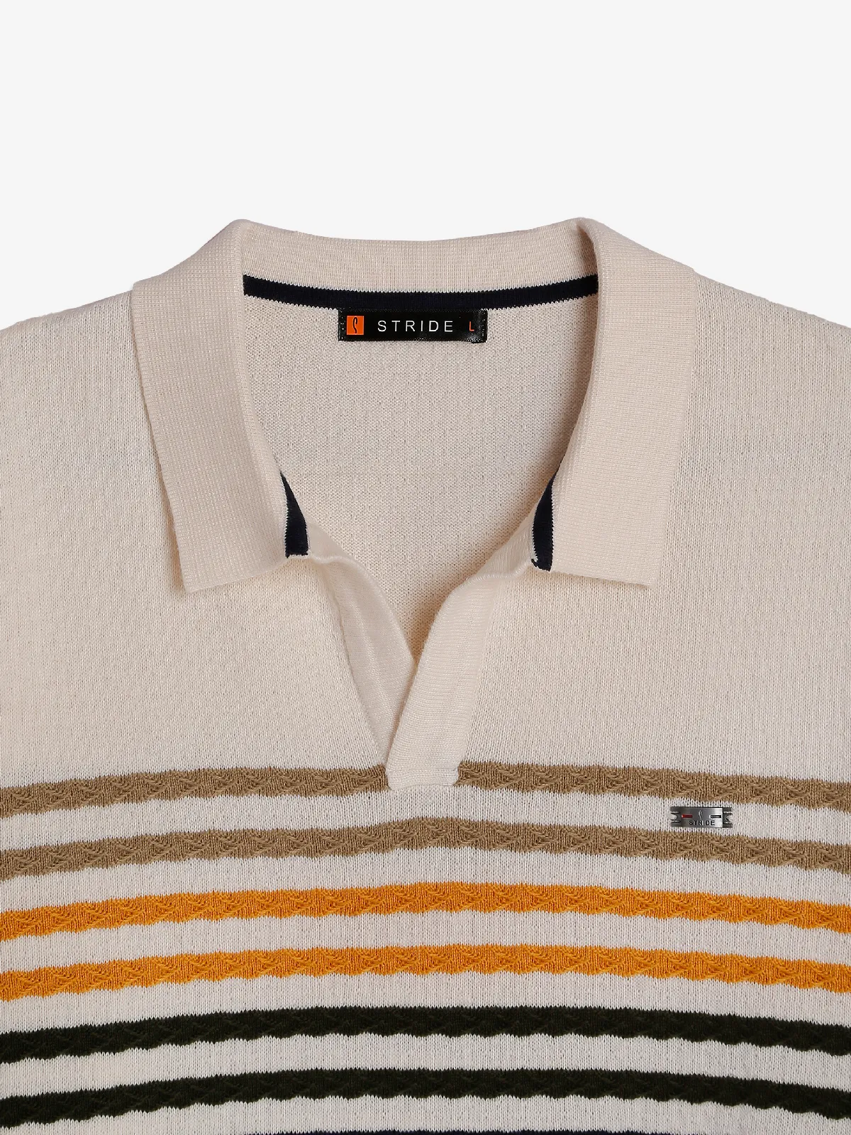 Stride cream stripe cotton t-shirt