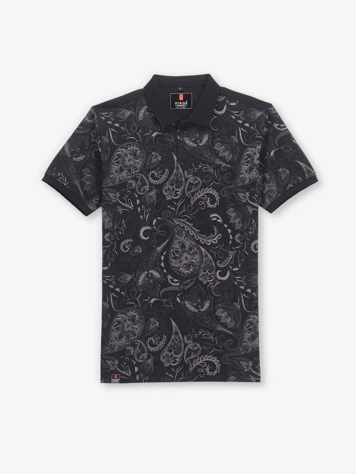 STRIDE printed cotton black t-shirt