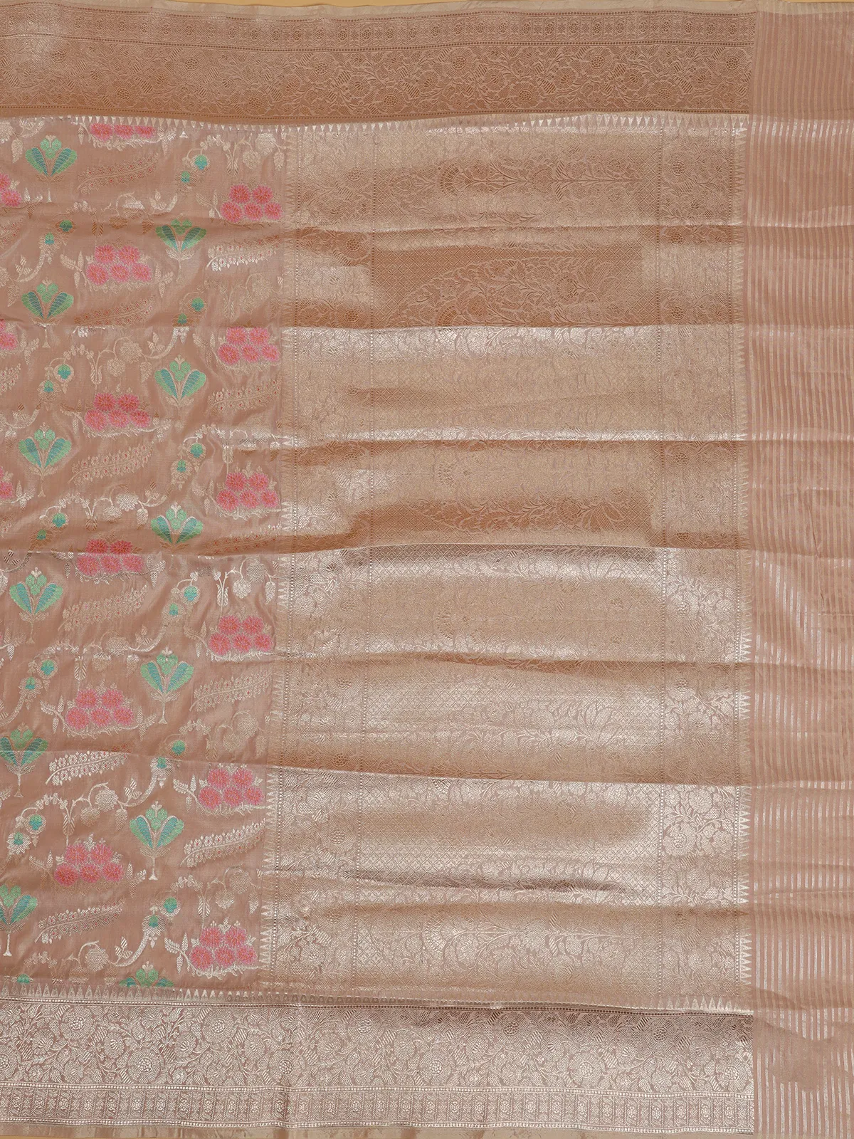 Stunning beige silk banarasi silk saree