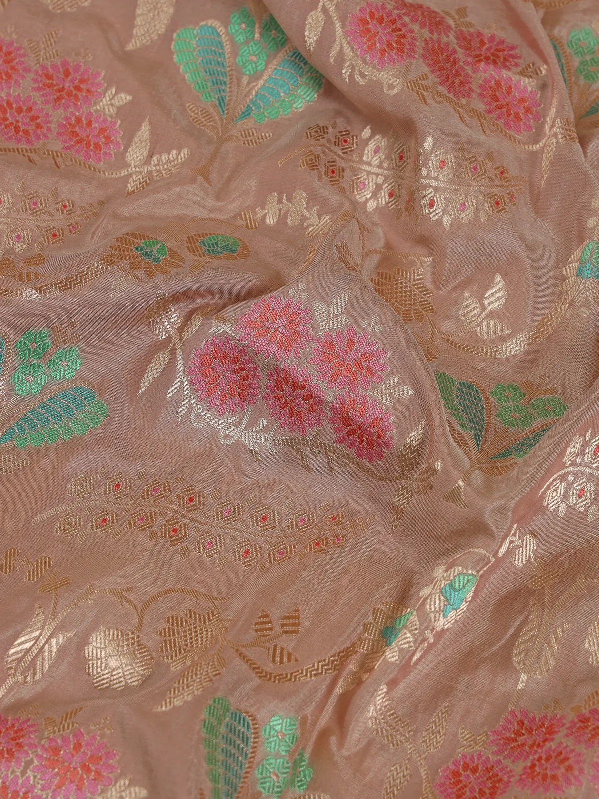 Stunning beige silk banarasi silk saree