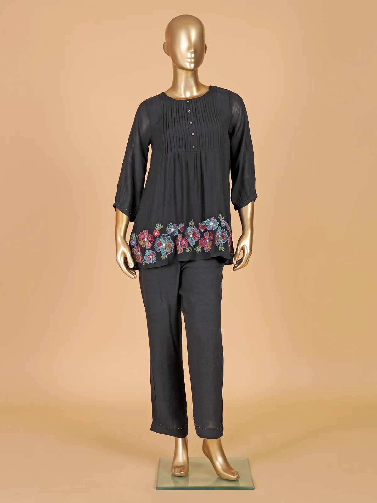 Stunning black cotton kurti set