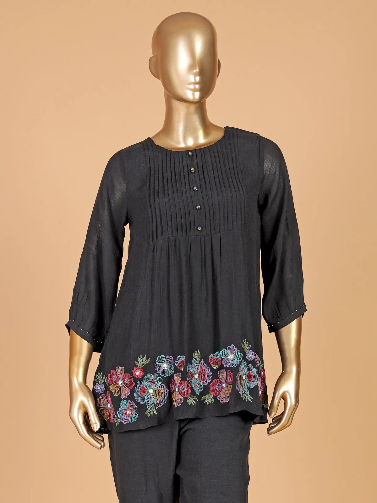 Stunning black cotton kurti set