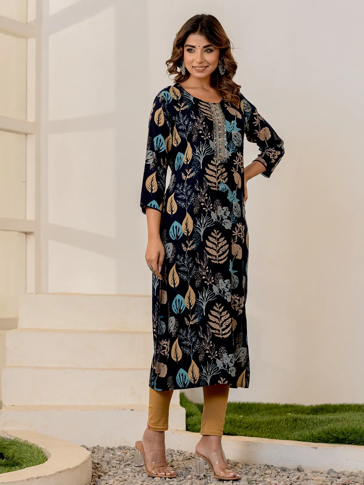 Stunning black printed cotton kurti