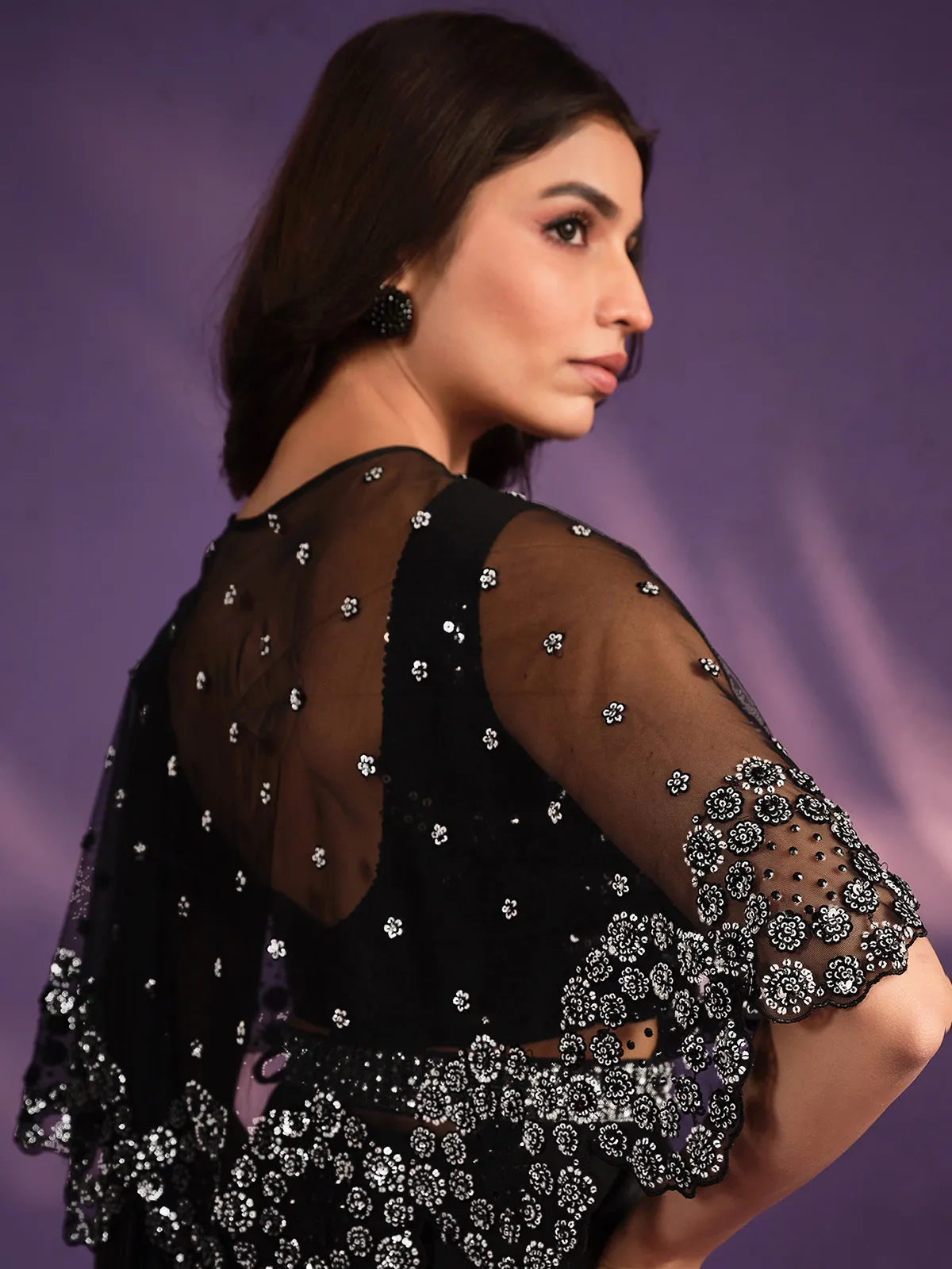 Stunning black ready-to-wear saree
