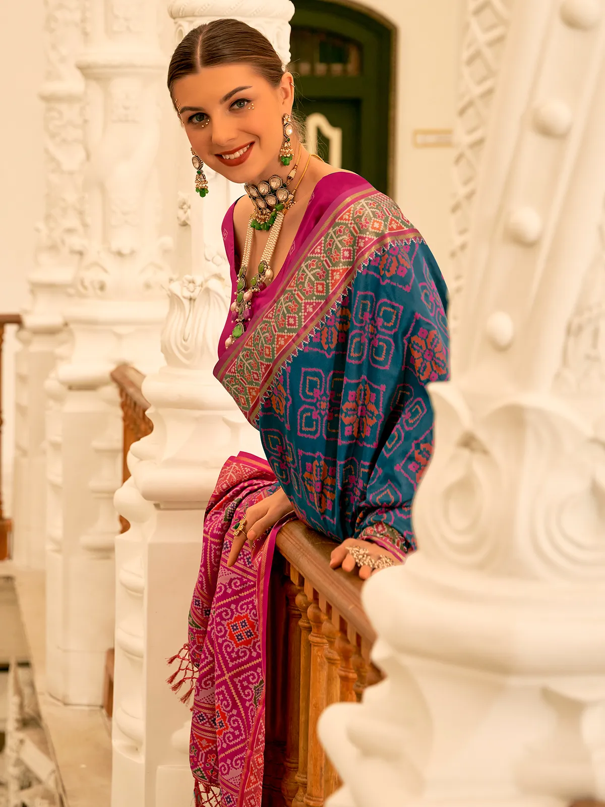 Stunning blue patola silk saree