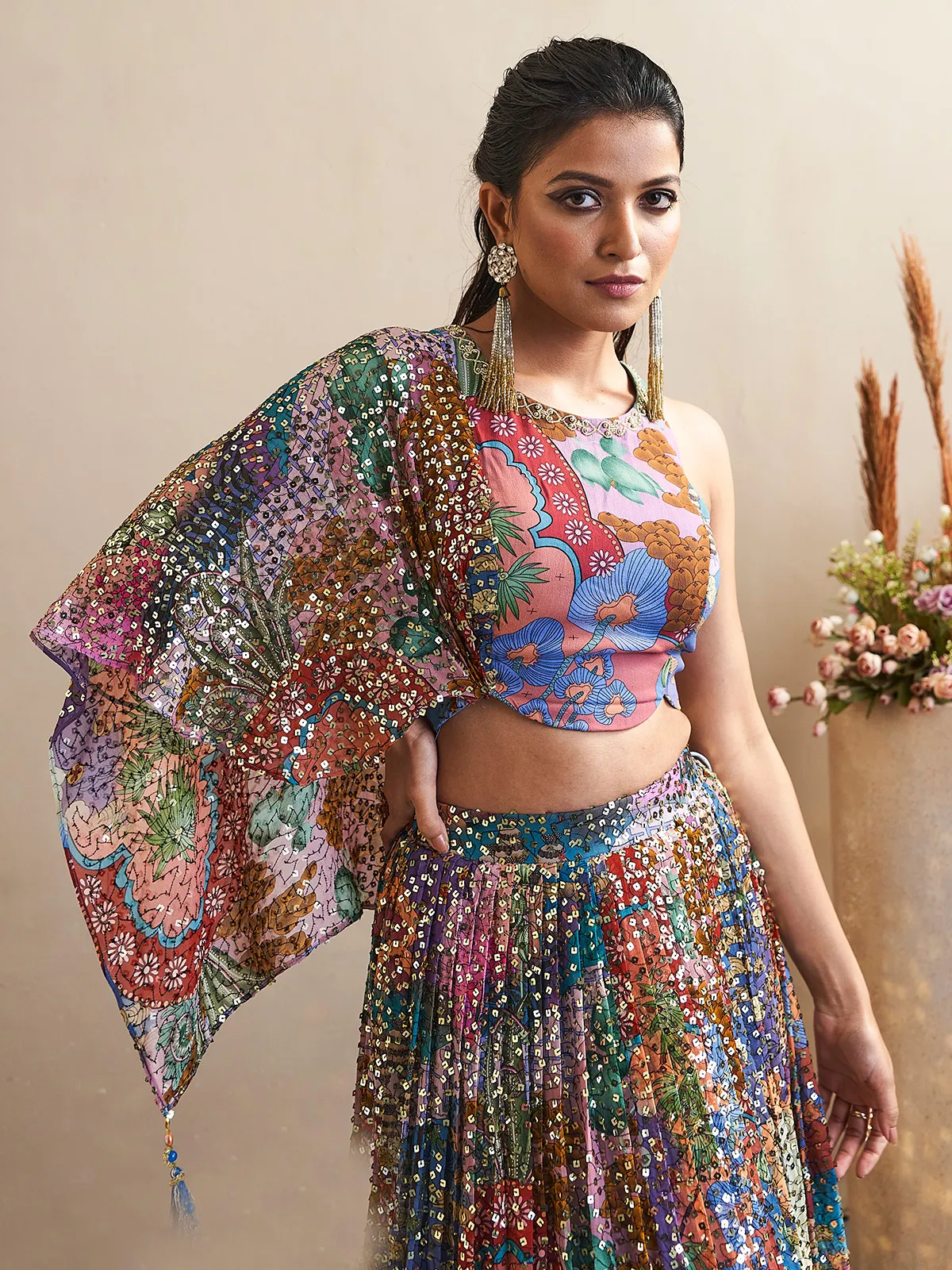 Stunning blue printed lehenga choli