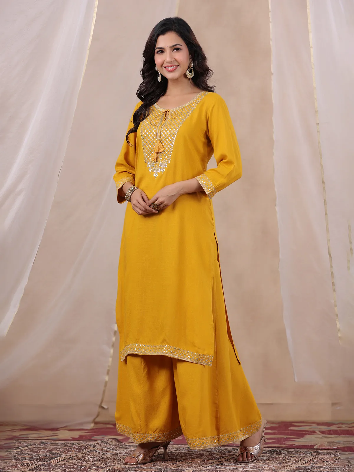 Stunning bright yellow cotton palazzo set