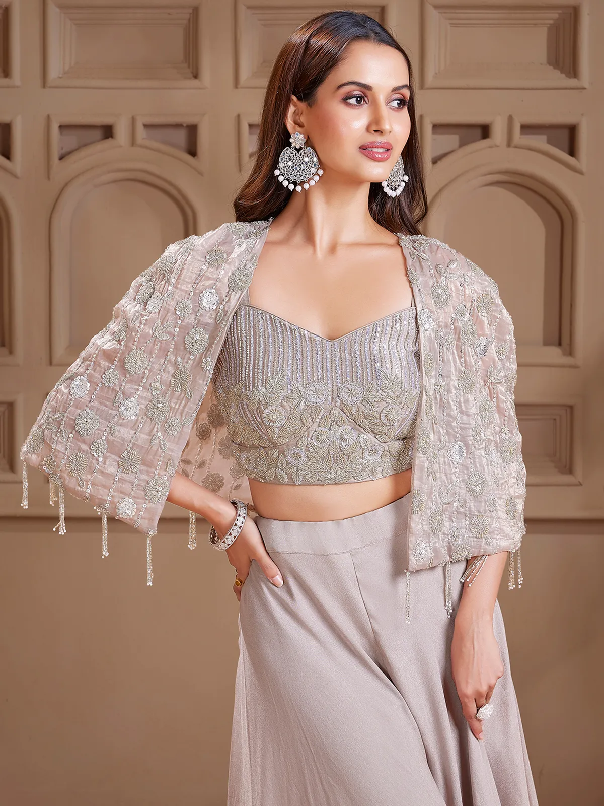 Light grey color palazzo salwar suit