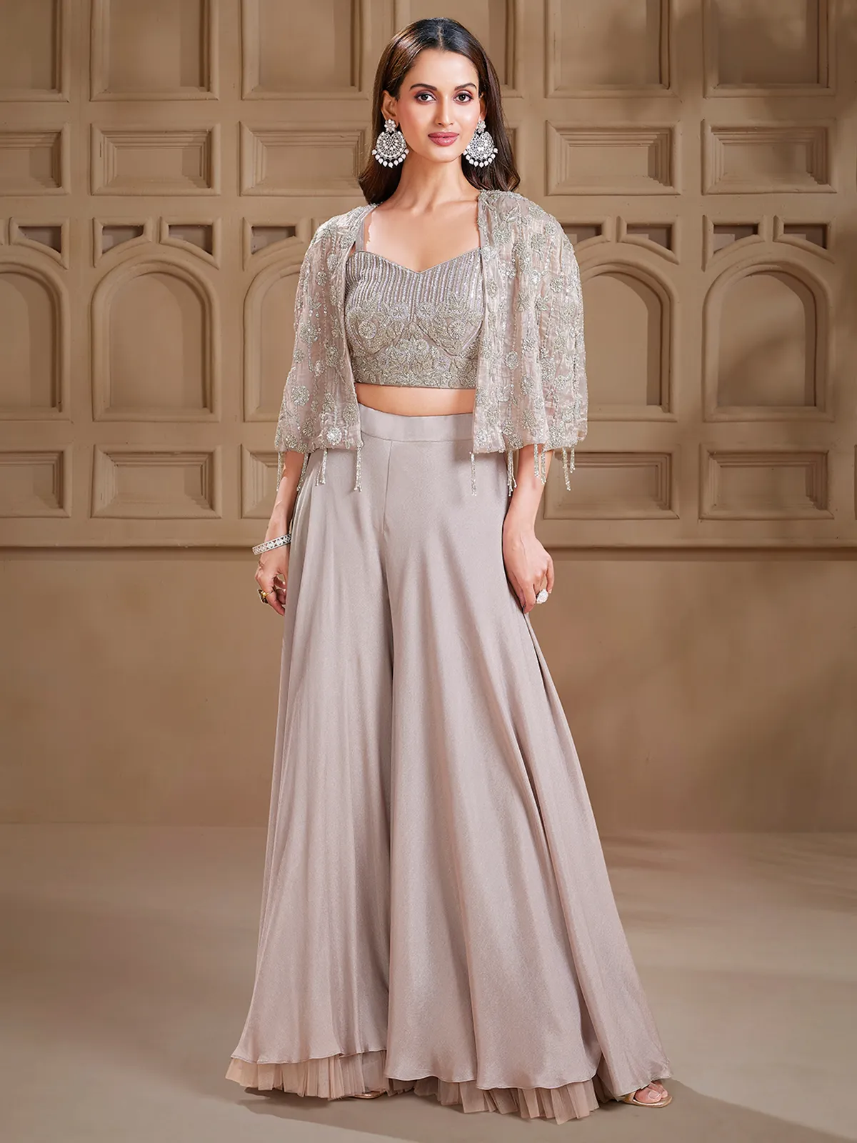 Light grey color palazzo salwar suit