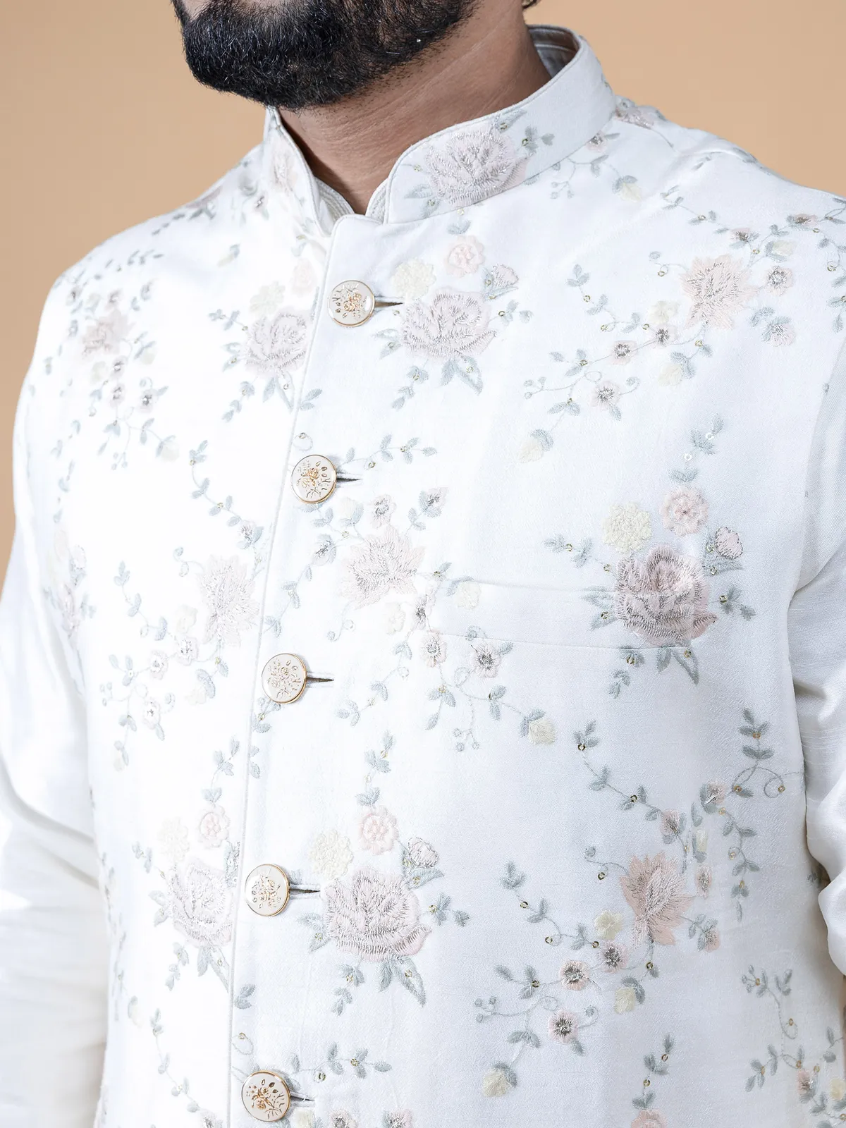 Stunning cream silk waistcoat set