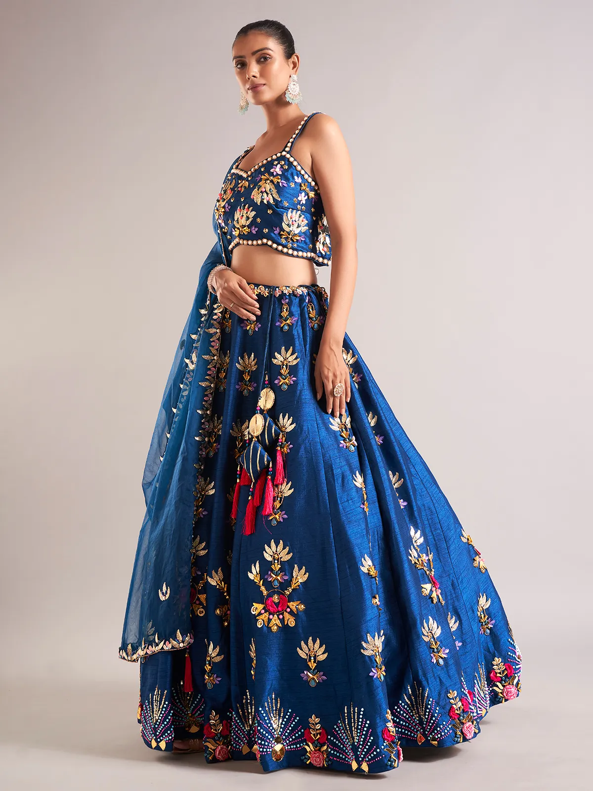 Stunning dark blue lehenga choli with dupatta