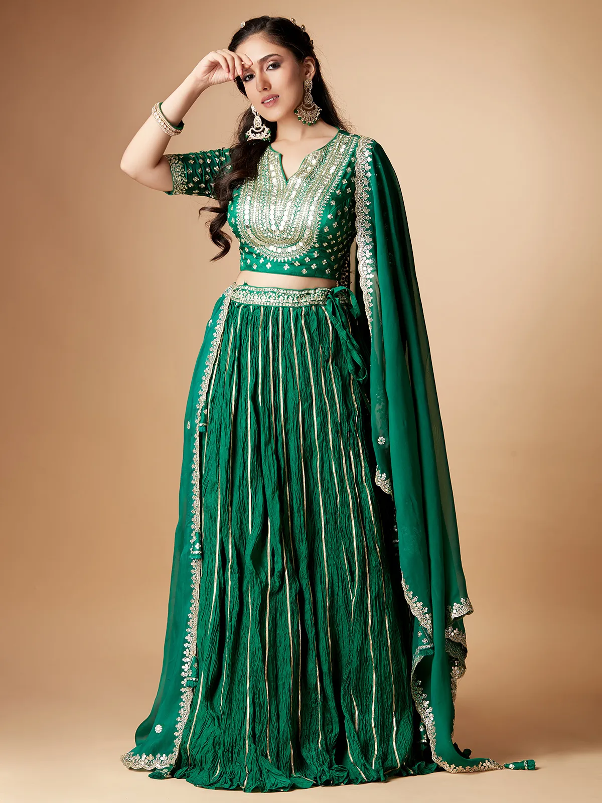 Stunning dark green lehenga choli for wedding