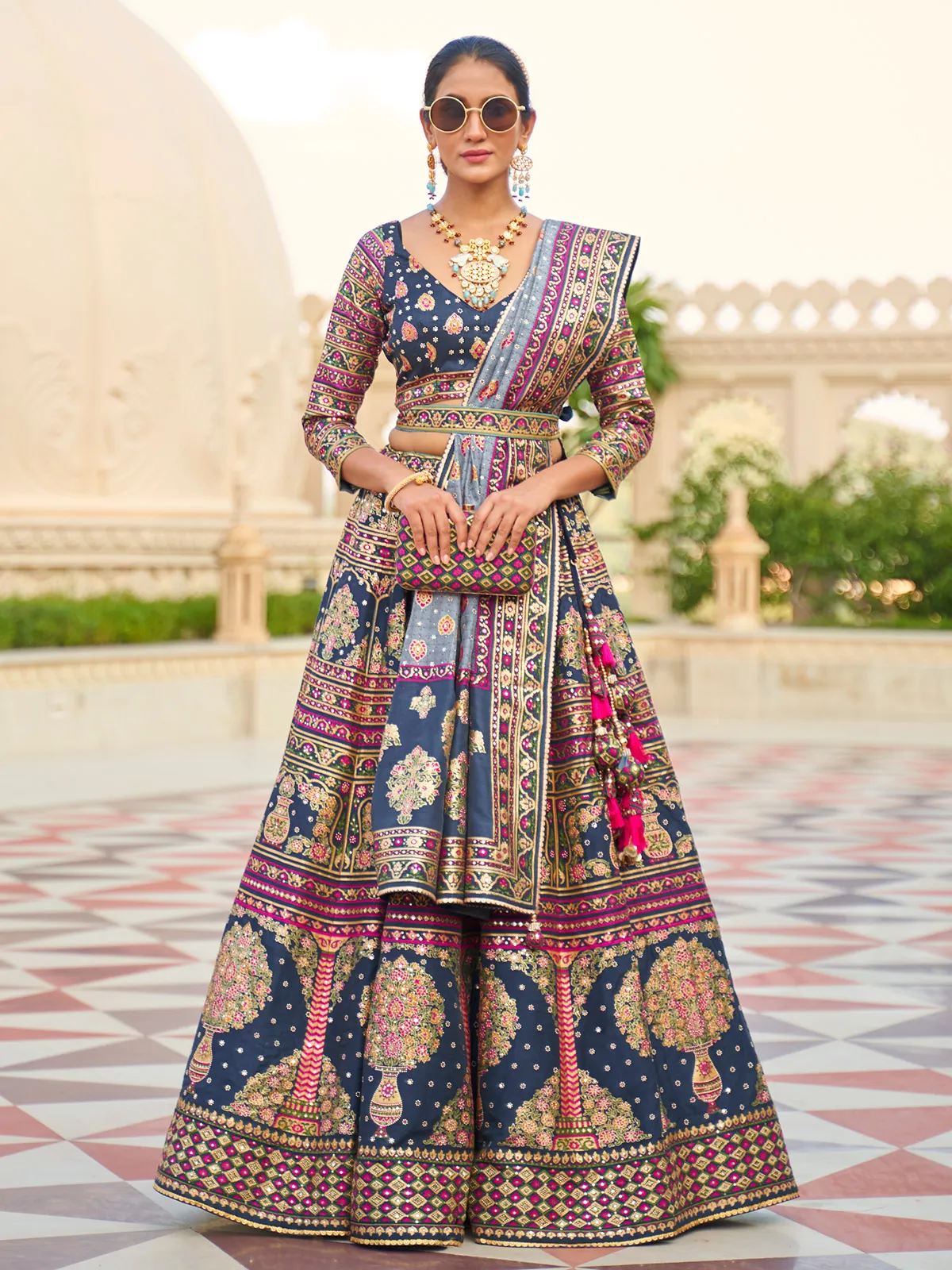 Stunning dark grey lehenga choli