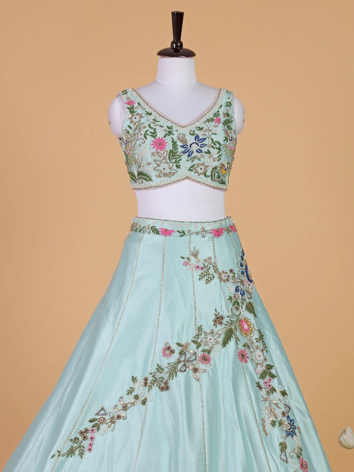 Stunning georgette lehenga choli in sky blue