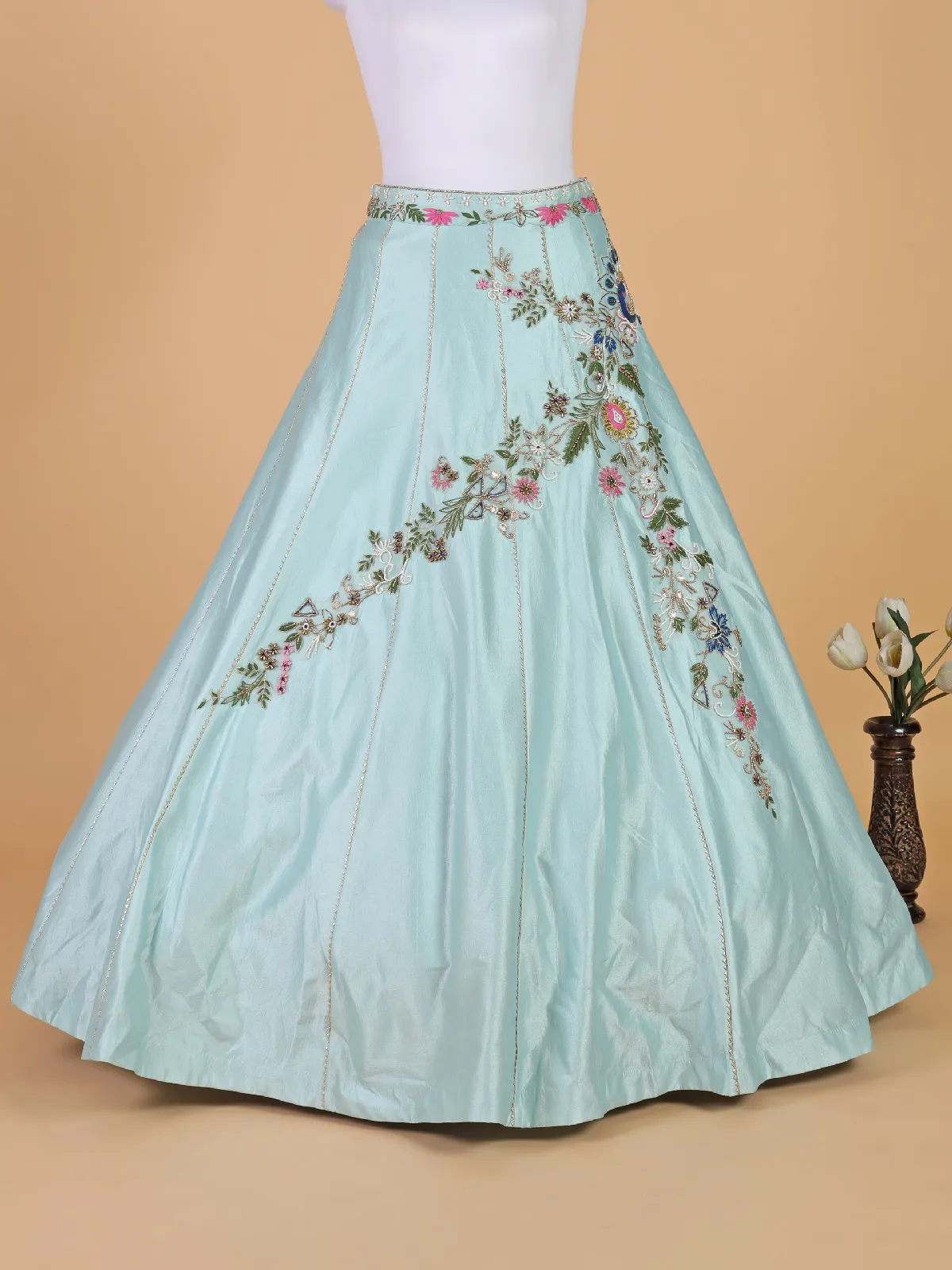 Stunning georgette lehenga choli in sky blue