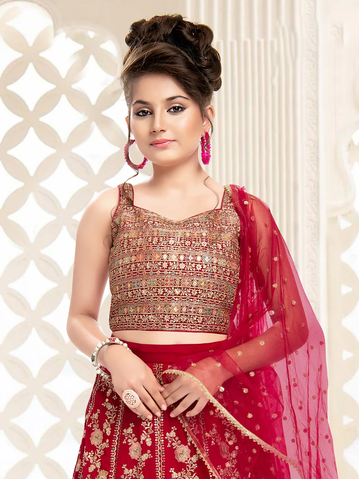 Stunning georgette magenta lehenga choli