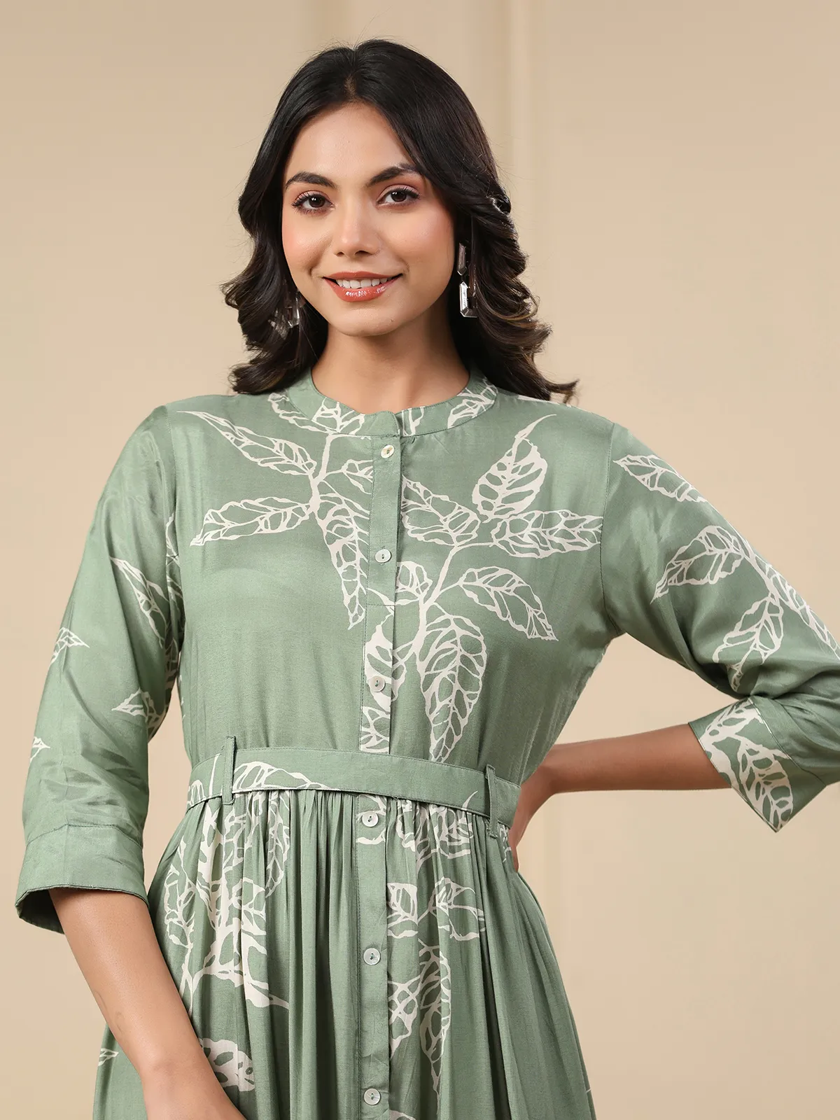 Stunning green cotton long kurti