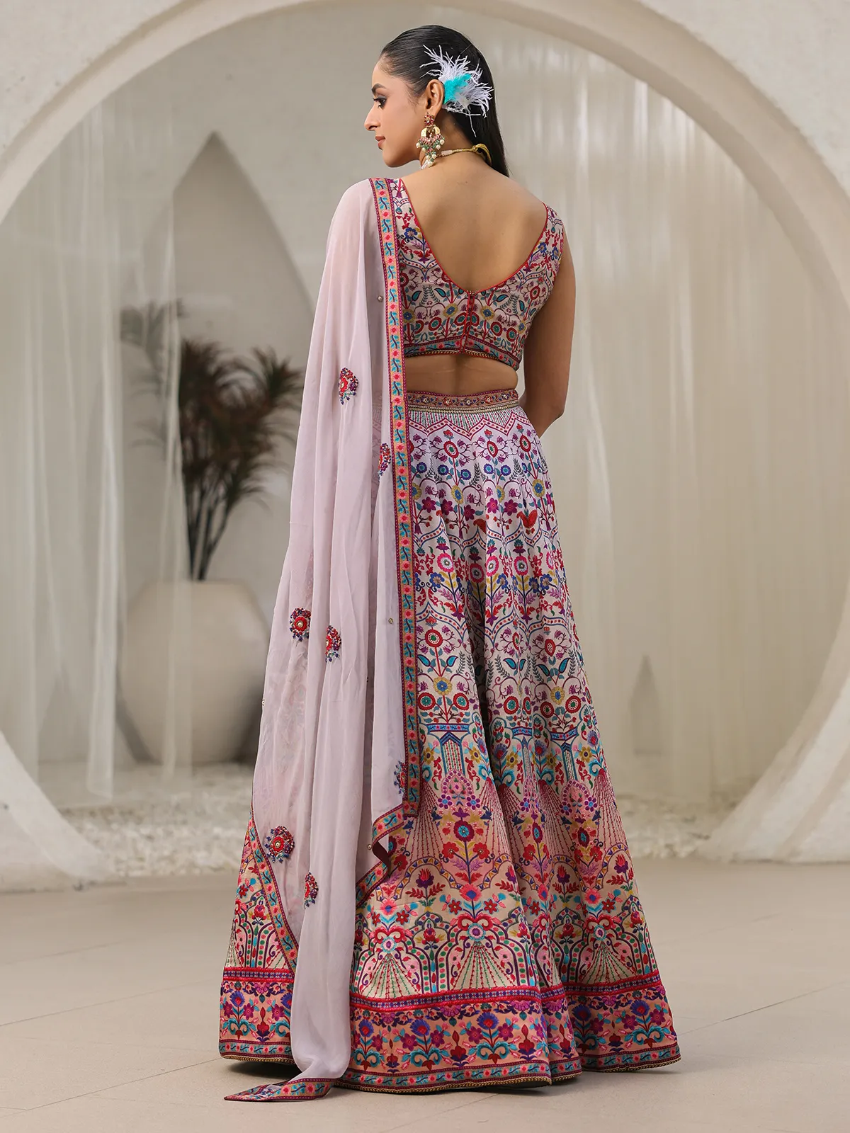 Stunning lilac purple printed lehenga choli