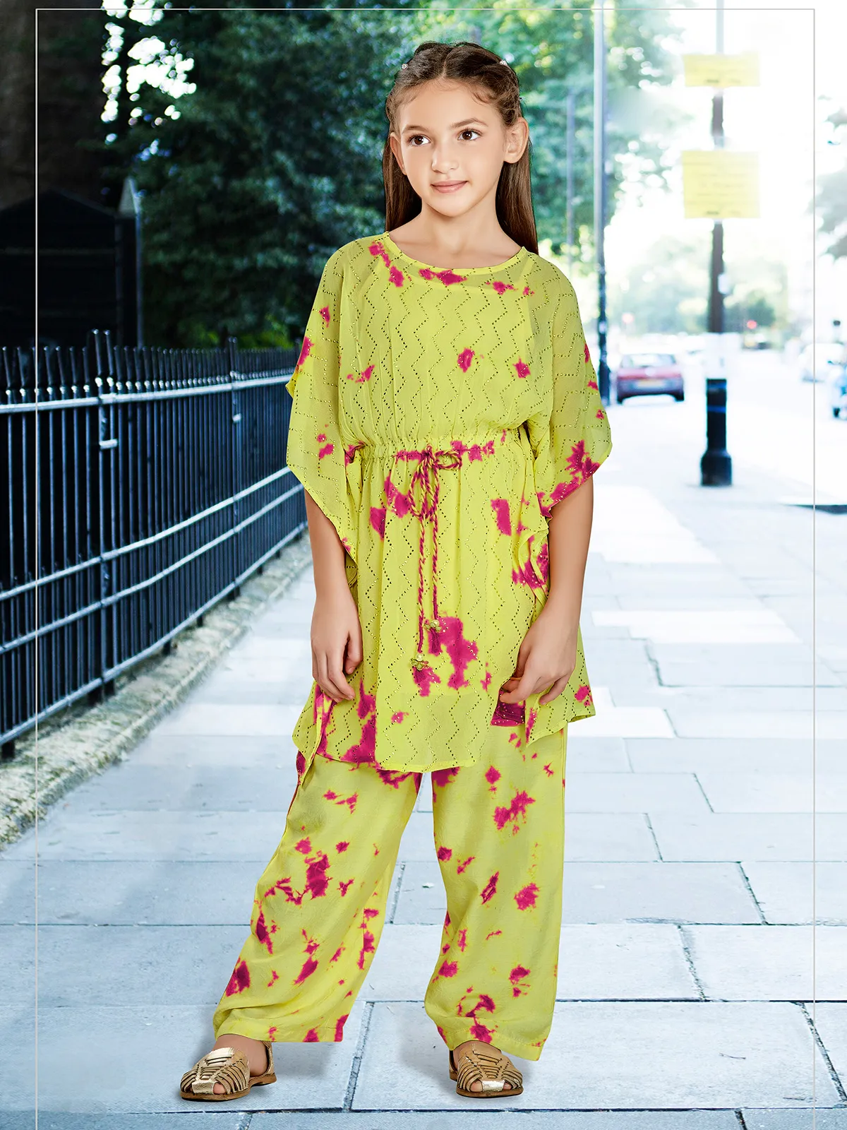 Stunning lime green georgette festive salwar suit