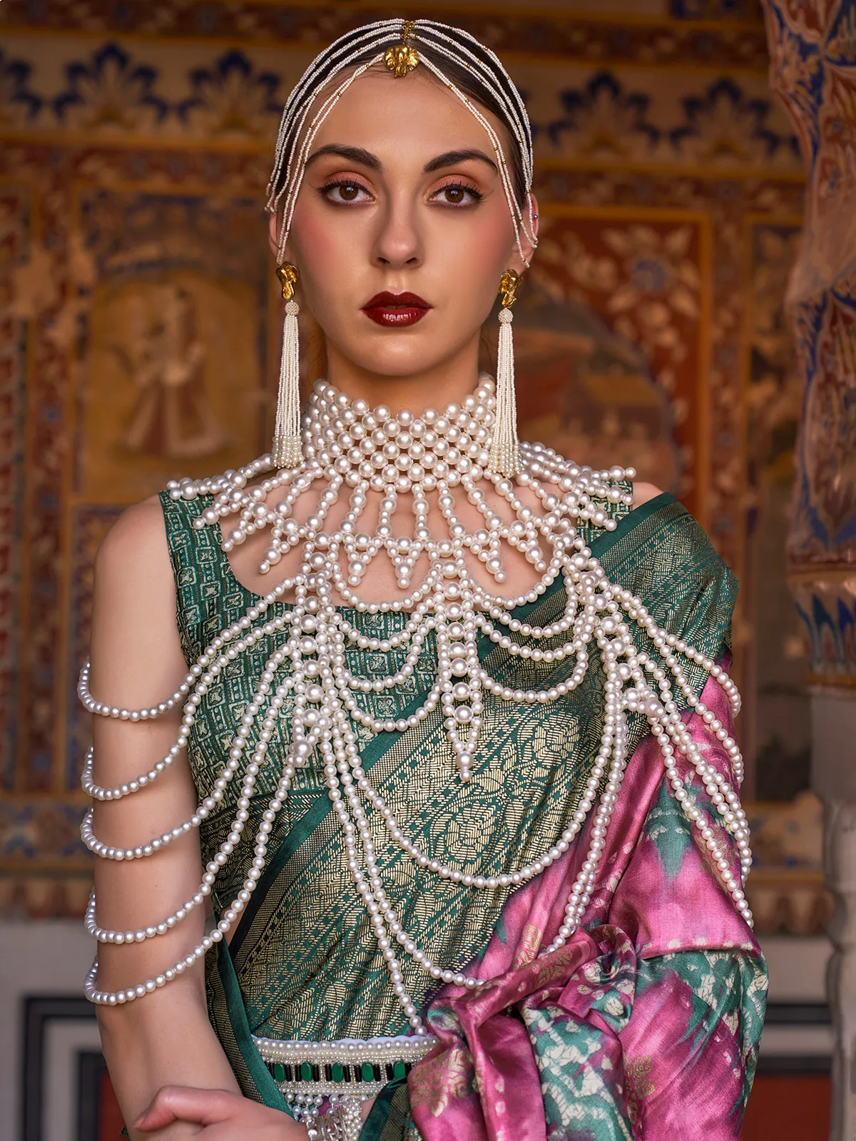 Stunning magenta printed saree