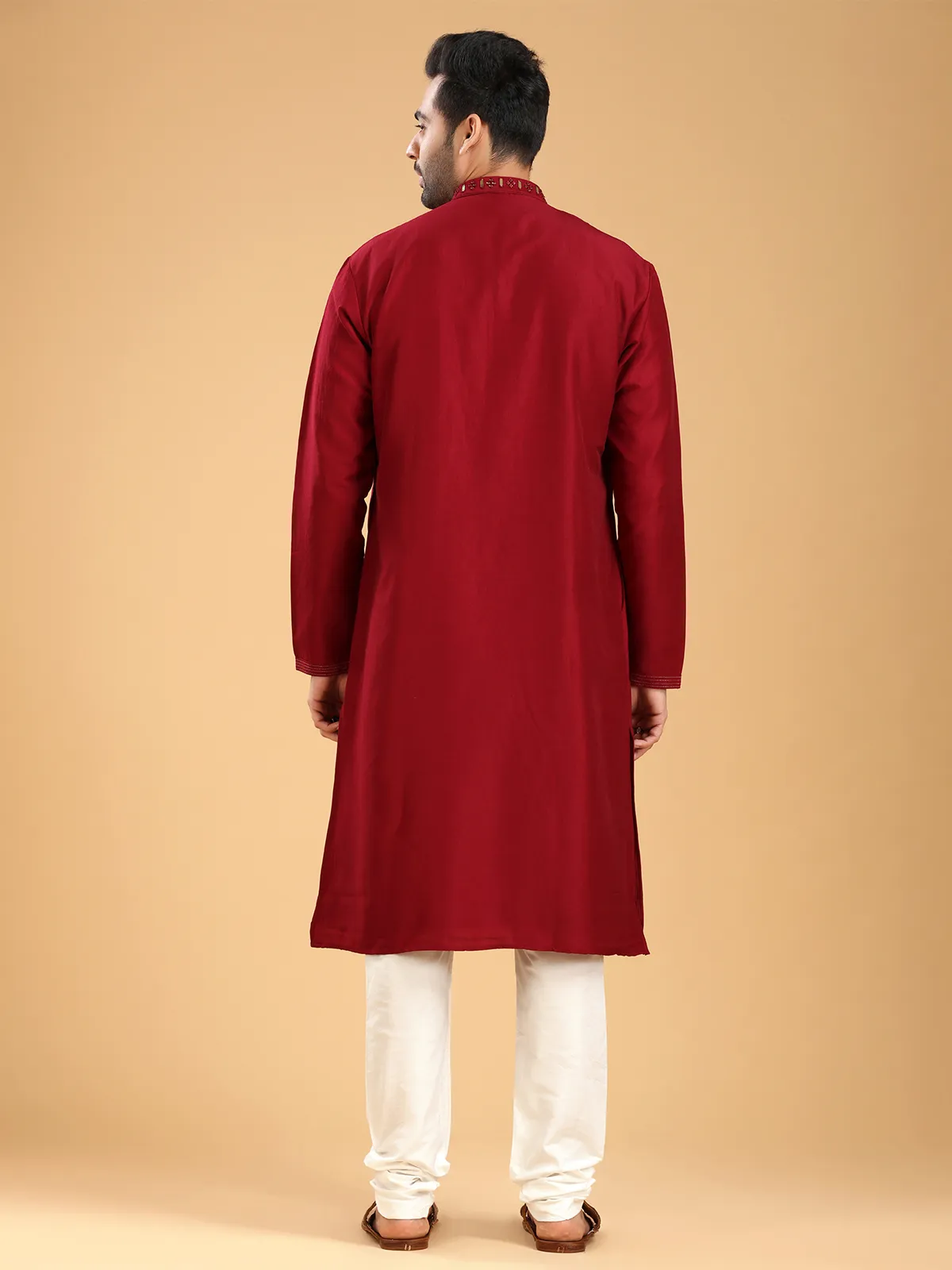 Stunning maroon cotton kurta suit