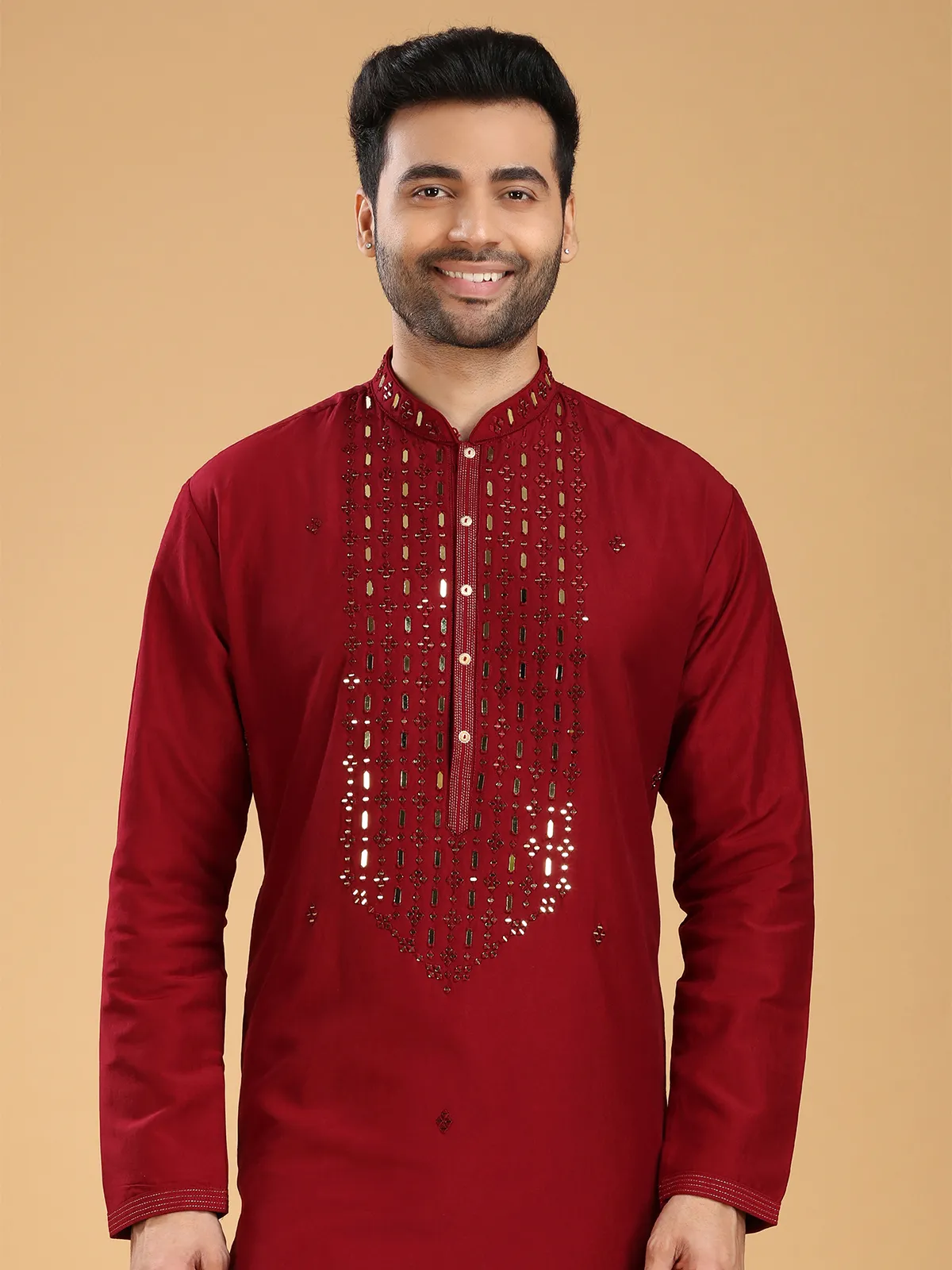 Stunning maroon cotton  Men Kurta pajama