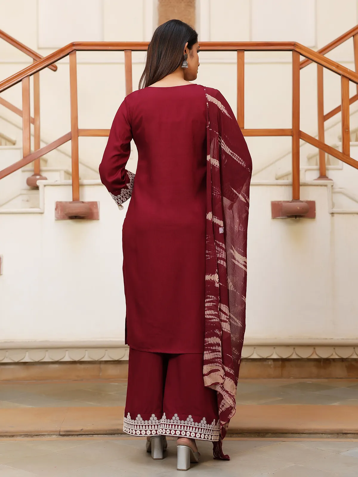 Stunning maroon cotton palazzo set