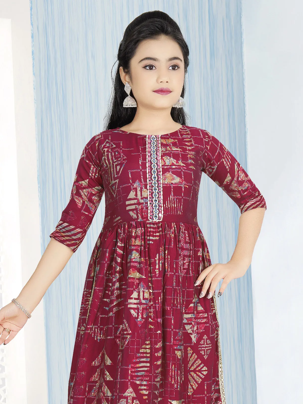 Stunning maroon printed salwar suit